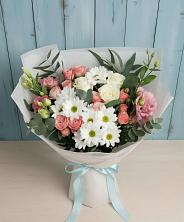Букет цветов из:  Розы, Лизиантусы и Хризантемы в Юбилейном Курской области