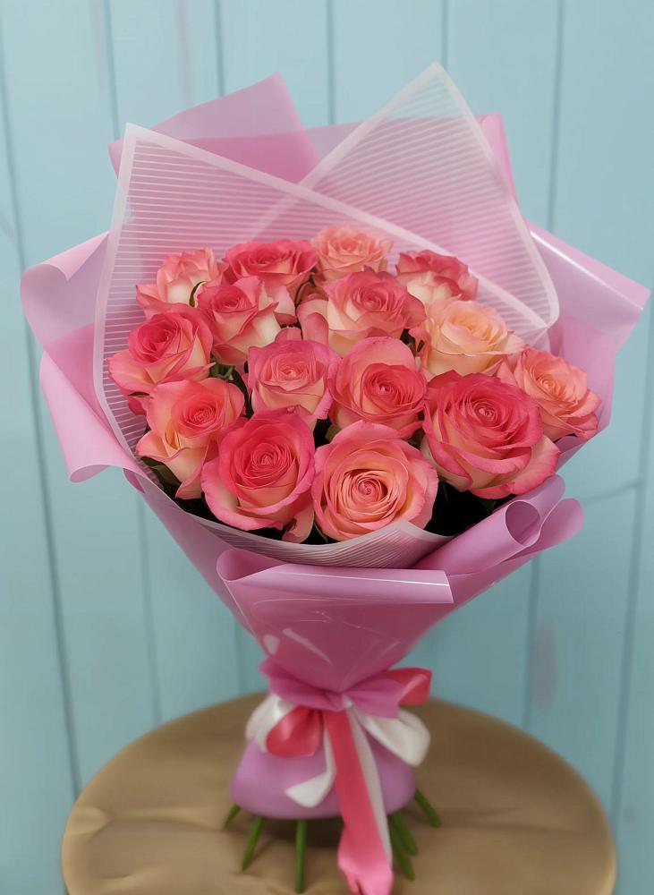 Букет 15 Розовых роз Равель в Юбилейном Курской области