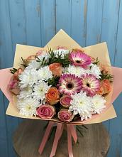 Букет цветов из:  Розы, Герберы и Хризантемы #REPLACE_PRED# Юбилейном Курской области