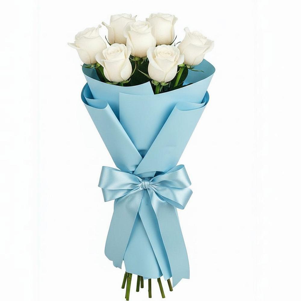 Букет 7 белых роз Проуд в Юбилейном Курской области