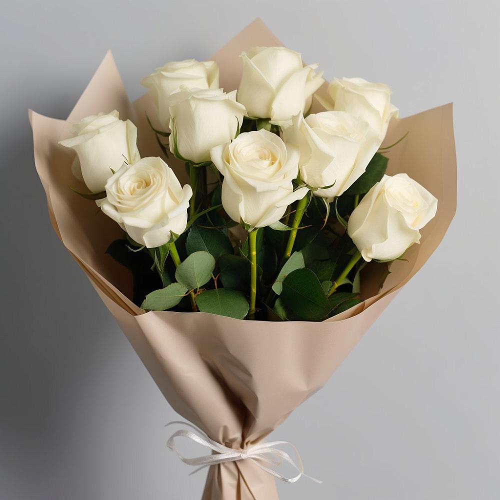 Букет 9 Белых роз Эдлесс Лав в Юбилейном Курской области