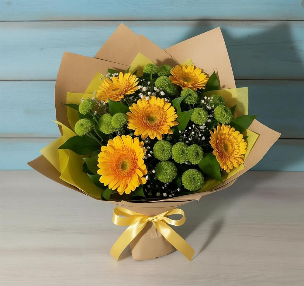 Букет цветов из: Герберы и Хризантемы в Юбилейном Курской области