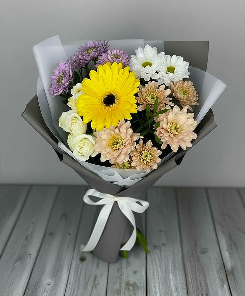 Букет цветов из: Розы, Герберы и Хризантемы в Юбилейном Курской области