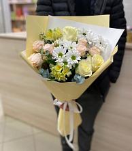Букет цветов из:  Альстромерии, Розы и Хризантемы в Юбилейном Курской области