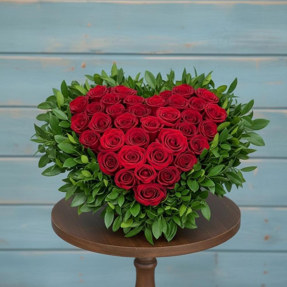 Цветочная композиция из Розы в виде сердца в Юбилейном Курской области