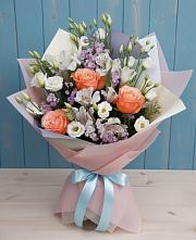 Букет цветов из:  Лизиантусы, Розы, Альстромерии и Гипсофила #REPLACE_PRED# Юбилейном Курской области