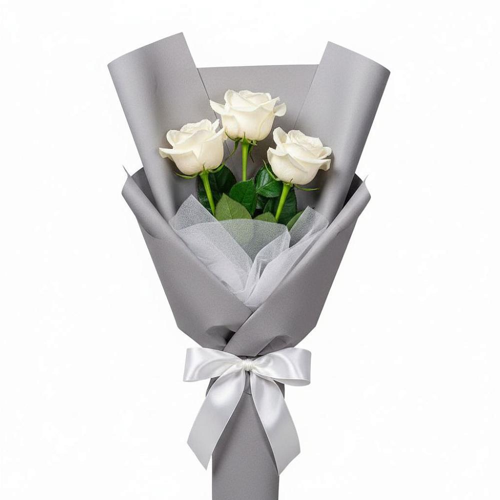Букет 3 белые розы в Юбилейном Курской области