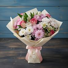 Букет цветов из:  Хризантемы, Альстромерии и Розы в Юбилейном Курской области