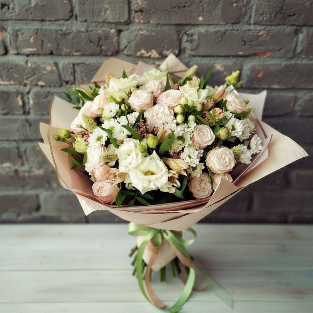 Букет цветов из: Альстромерии, Розы и Хризантемы в Юбилейном Курской области