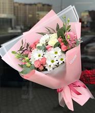 Букет цветов из:  Розы, Лизиантусы и Хризантемы в Юбилейном Курской области
