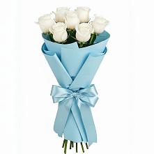 Букет 7 белых роз Проуд в Юбилейном Курской области