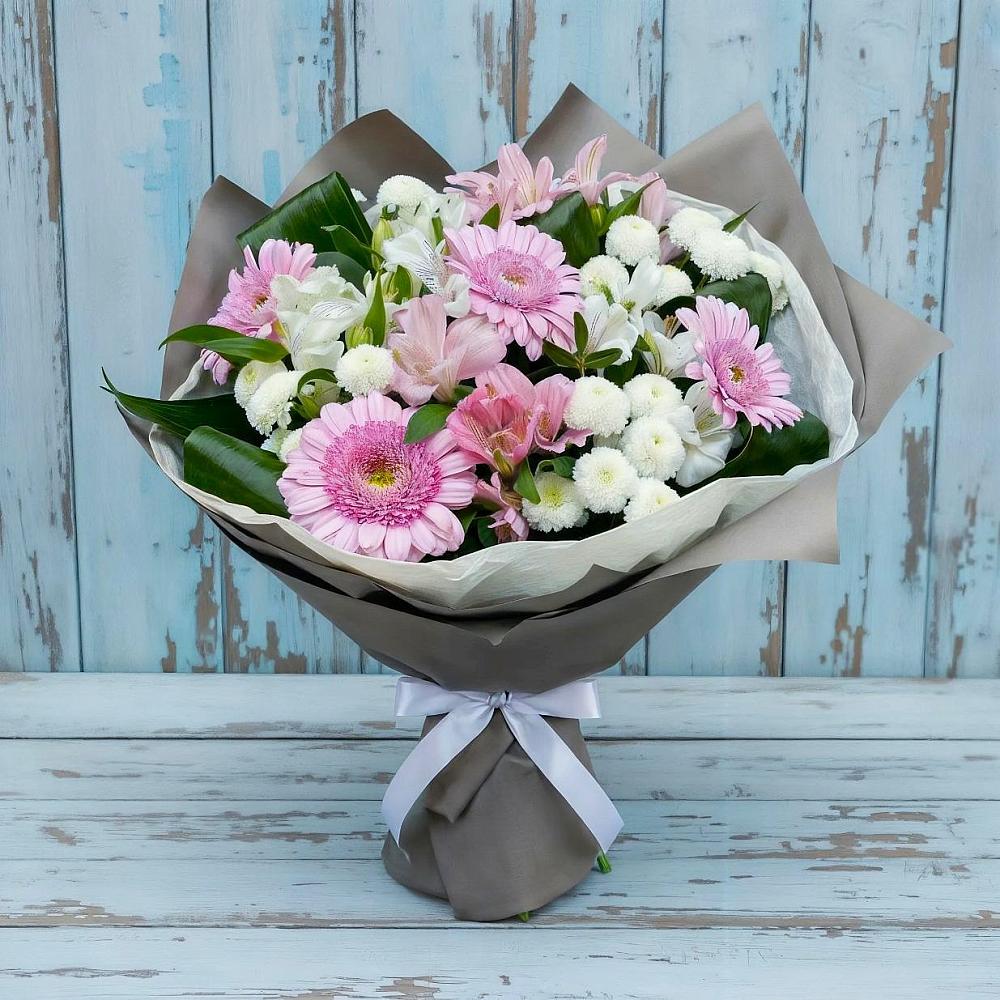 Букет цветов из: Герберы, Альстромерии и Хризантемы в Юбилейном Курской области