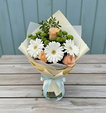 Букет цветов из:  Герберы, Розы и Хризантемы в Юбилейном Курской области