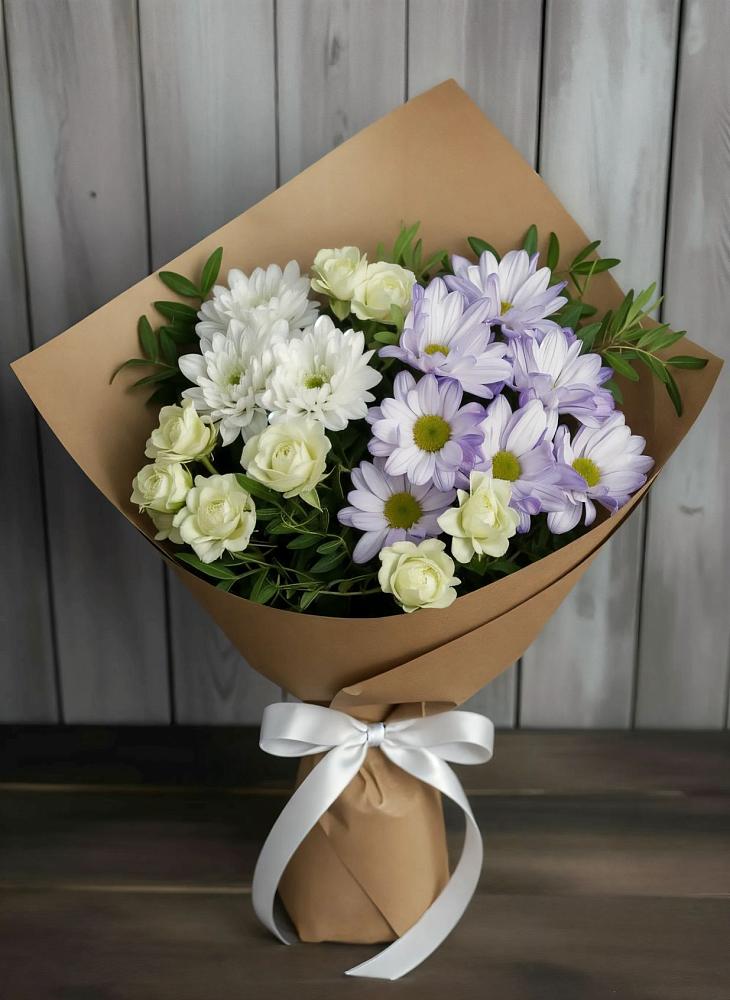 Букет цветов из: Хризантемы и Розы в Юбилейном Курской области